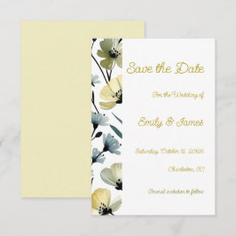 Sage Green & Soft Yellow Botanical Wedding Save The Date