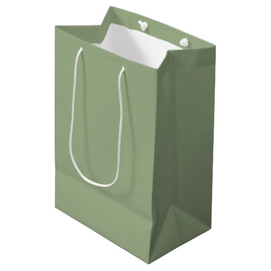 Sage Green Solid Color Trendy Simple Modern Medium Cadeauzakje (Voorkant Gekanteld)