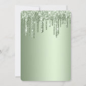 Sage Green Sparkle Glitter Drips Verjaardag Kaart (Achterkant)