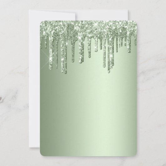 Sage Green Sparkle Glitter Drips Verjaardag Kaart (Achterkant)