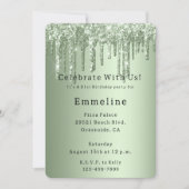 Sage Green Sparkle Glitter Drips Verjaardag Kaart (Voorkant)
