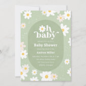 Sage Green Spring Daisies Floral Baby shower Kaart (Voorkant)