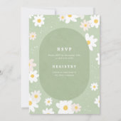 Sage Green Spring Daisies Floral Baby shower Kaart (Achterkant)