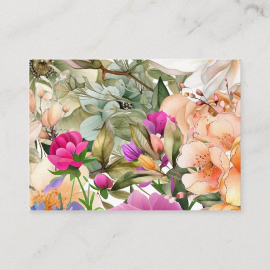 Sage Green Spring Floral Wedding Details Kaart (Achterkant)