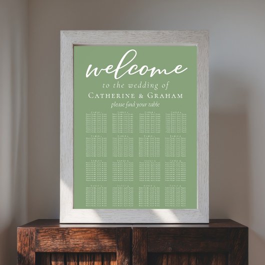 Sage Green Spring Wedding 16 Tafel Zitplaatsen Gra Poster