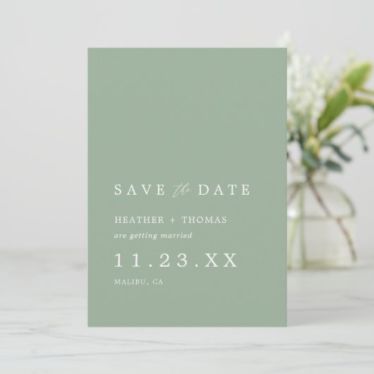 Sage Green Spring Wedding Save the Date (Staand voorkant)