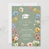 Sage Green Spring Wildflower Garden Afstuderen Kaart (Voorkant)