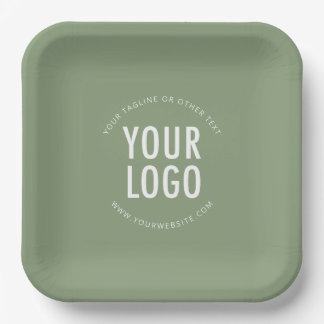 Sage Green Square Paper Plates Custom Logo Printed Papieren Bordje