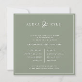 Sage Green Square Rehearsal Dinner Invitation Kaart (Voorkant)