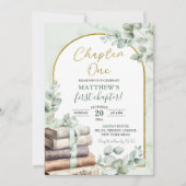 Sage Green Storybook Chapter One Eerste Verjaardag Kaart (Voorkant)