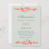 Sage Green Strawberry Pink Peony Vrijgezellenfeest Kaart (Voorkant)