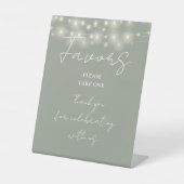 Sage Green String licht moderne script gunsten Reclamebord Met Voetstuk (Voorkant)