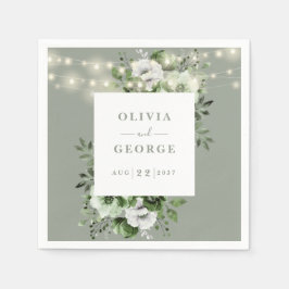 Sage Green String Lights Bloemen Trouwservet Servet