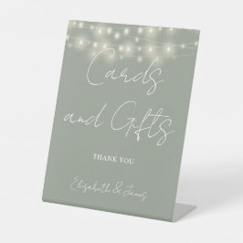 Sage Green String verlicht Kaarten en geschenken Reclamebord Met Voetstuk