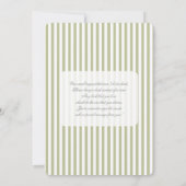 Sage Green Stripe Baby Shower Invitation Kaart (Achterkant)