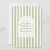 Sage Green Stripe Baby Shower Invitation Kaart (Achterkant)