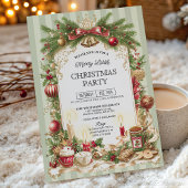 Sage Green Stripe Merry Little Christmas Party Kaart