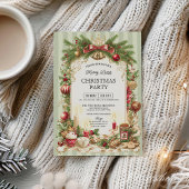 Sage Green Stripe Merry Little Christmas Party  Kaart