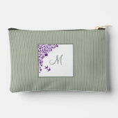 Sage Green Stripe Paars Floral Script Monogram Etui (Achterkant)