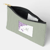 Sage Green Stripe Paars Floral Script Monogram Etui (Open)