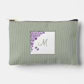 Sage Green Stripe Paars Floral Script Monogram Etui (Voorkant)