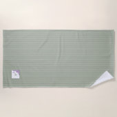 Sage Green Stripe Paars Floral Script Monogram Strandlaken (Voorkant)