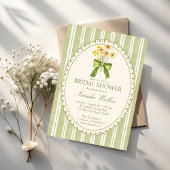Sage green stripe retro elegant bridal shower kaart