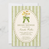 Sage green stripe retro elegant bridal shower kaart (Voorkant)