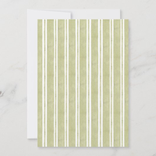 Sage green stripe retro elegant bridal shower kaart (Achterkant)