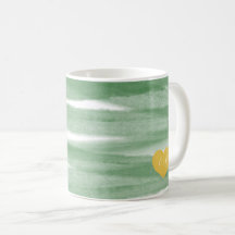 Sage Green Stripe Waterverf Monogram koffie Mok