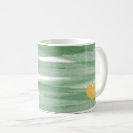 Sage Green Stripe Waterverf Monogram koffie Mok (Voorkant rechts)