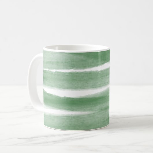Sage Green Stripe Waterverf Monogram koffie Mok (Voorkant links)