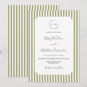 Sage Green Stripe Wedding Kaart (Voorkant / Achterkant)