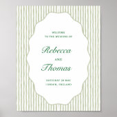 Sage Green Stripe Wedding Welcome Poster (Voorkant)