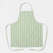 Sage Green Stripe Women's Custom Apron Schort (Voorkant)