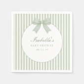 Sage Green Striped Baby Shower Paper Napkin Servet (Voorkant)