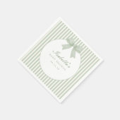 Sage Green Striped Baby Shower Paper Napkin Servet (Hoek)