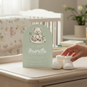 Sage Green Striped Eucalyptus Baby Shower Arch  Kaart