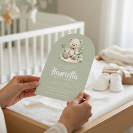 Sage Green Striped Eucalyptus Baby Shower Arch  Kaart