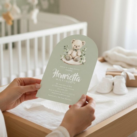 Sage Green Striped Eucalyptus Baby Shower Arch  Kaart