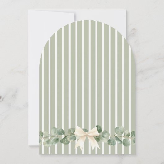 Sage Green Striped Eucalyptus Baby Shower Arch  Kaart (Achterkant)