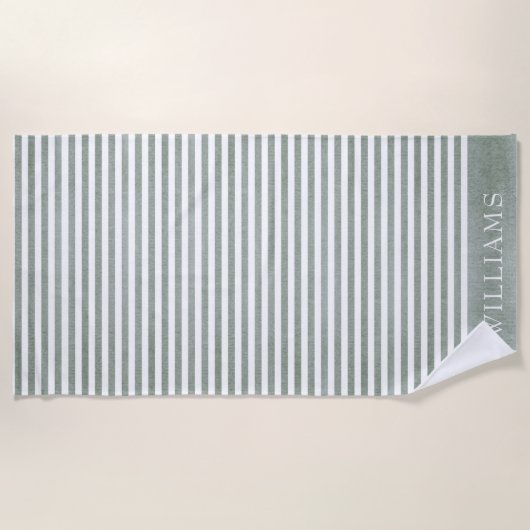 Sage Green Striped Strandlaken (Voorkant)