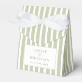Sage Green Striped Wedding Bedankdoosjes (Voorkant Zijde)