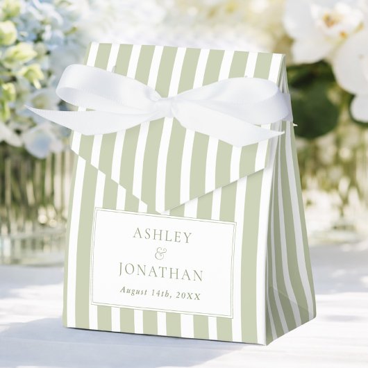 Sage Green Striped Wedding Bedankdoosjes
