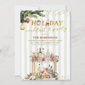 Sage Green Stripes Christmas Holiday Cocktail Kaart (Voorkant)