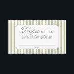 Sage Green Stripes Diaper Raffle Card Informatiekaartje<br><div class="desc">Sage Green Stripes Diaper Raffle Card</div>