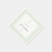 Sage Green Stripes Elegant dooppapier servet (Hoek)