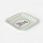 Sage Green Stripes en Zwarte Dalmatiër Papieren Bordje (Gebogen)