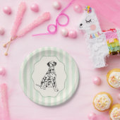 Sage Green Stripes en Zwarte Dalmatische Hond Papieren Bordje (Feest)