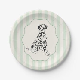 Sage Green Stripes en Zwarte Dalmatische Hond Papieren Bordje